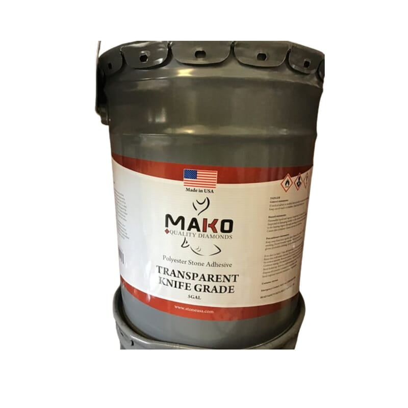 Mako Polyester Flowing Grade Adhesive - Transparent, 5 Gallons