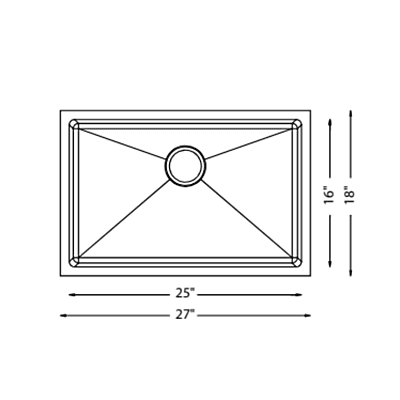 Large Single Bowl - 16g HZX Series, Nested, 27" - 708729 Large Single Bowl - 16g HZX Series, Nested, 27" - 708729