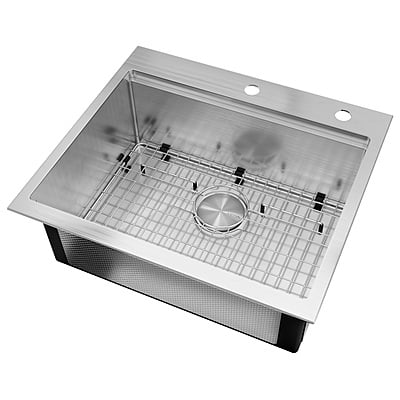 25-inch Workstation Drop-in Kitchen Sink Single Bowl