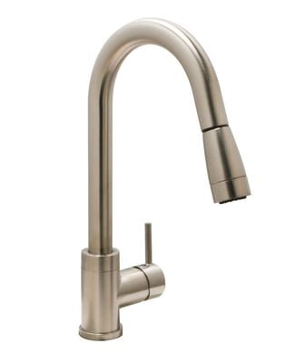 Faucet Modern Gooseneck Kitchen Faucet w/ Pull-Down Sprayer - Satin Nickel