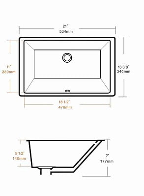 Rectangle Vanity 1811 - White