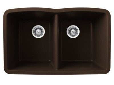 Double Equal Bowl Granite Composite - Brown Curved