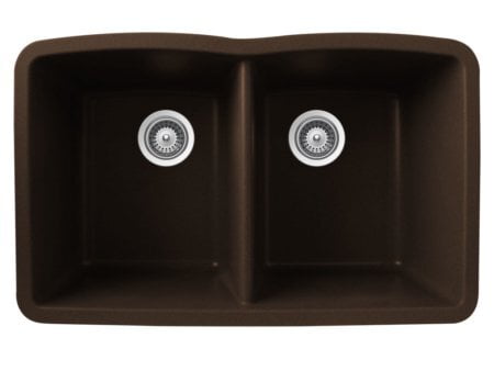 Double Equal Bowl Granite Composite - Brown Curved Double Equal Bowl Granite Composite - Brown Curved