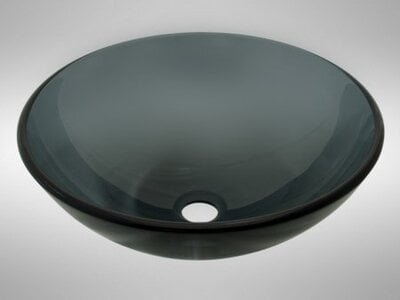 Round Glass Vessel Sink - Black