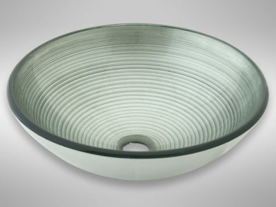Round Glass Vessel Sink - Silver Swirl