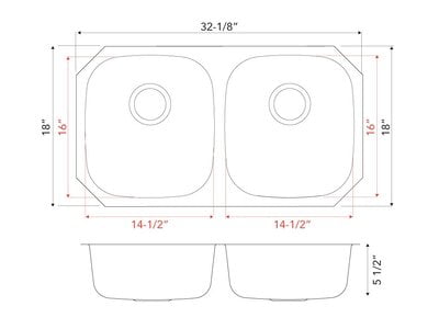 Double Equal Bowl - 18 g V Series ADA sink