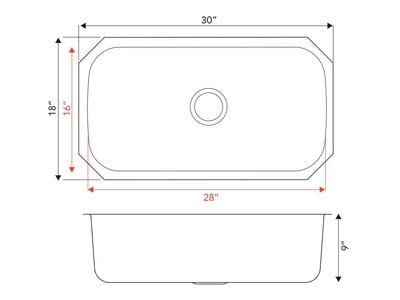 Large Single Bowl - 18g V Series, 30"