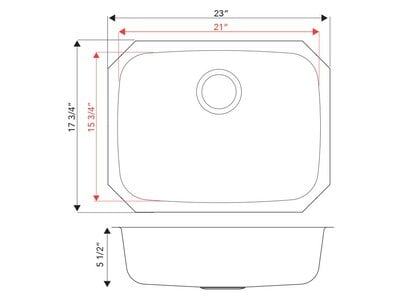 Medium Single Bowl - 18g V Series, ADA