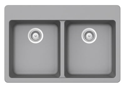 Double Equal Bowl Granite Composite - Light Grey