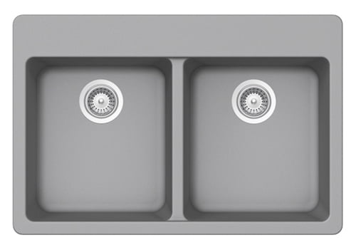 Double Equal Bowl Granite Composite - Light Grey