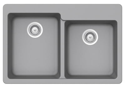 Double Offset Bowl Granite Composite - Light Grey