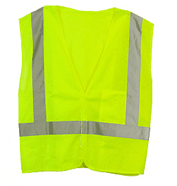 Safety Vest Class 2 ANSI, Safety Green, Florescent Reflective Strips, One Size Fits All