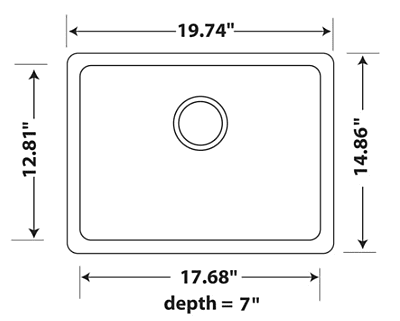 Medium Single Bowl Undermount Only Granite Composite - Dark Gray