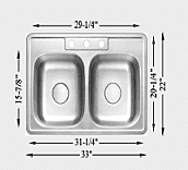 Double Equal Bowl-18g, H Series, Drop-In