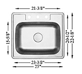 Medium Single Bowl-18g, H Series, Drop-In