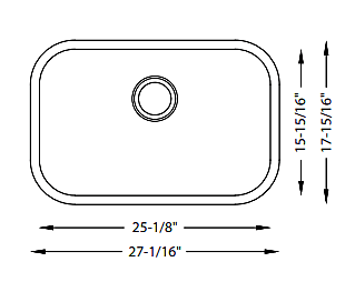 Large Single Bowl - 18g, H Series, 25"