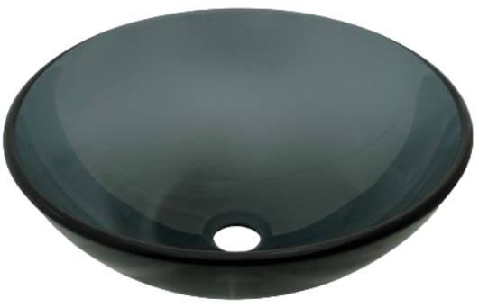 Round Glass Vessel Sink - Black