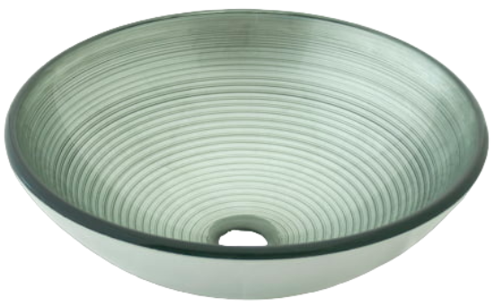 Round Glass Vessel Sink - Silver Swirl