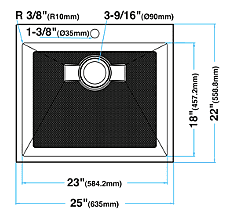 SINK 16g, 25-inch, R10 Compact Radius, Drop-In