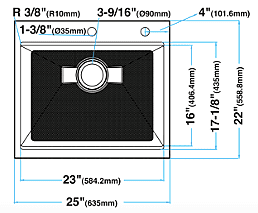 25-inch Workstation Drop-in Kitchen Sink Single Bowl