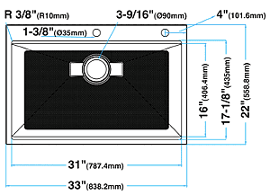 33-inch Drop-in Workstation Kitchen Sink Single Bowl