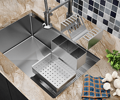 25-inch Workstation Drop-in Kitchen Sink Single Bowl