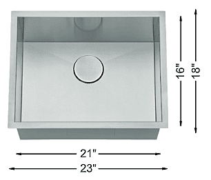 Medium Single Bowl - 18g HZR Series, ADA Sink, 438713