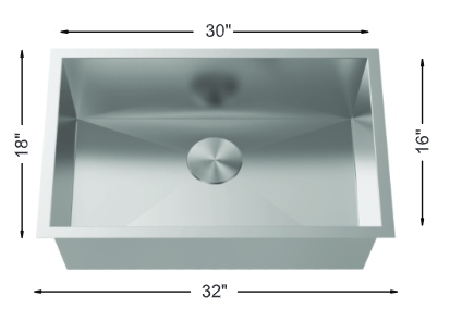 Large Single Bowl - 18g, HZR Series, ADA Sink - 809934