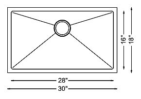 Large Single Bowl - 16g, HZX Series, Nested, 30" - 930472 Large Single Bowl - 16g, HZX Series, Nested, 30" - 930472